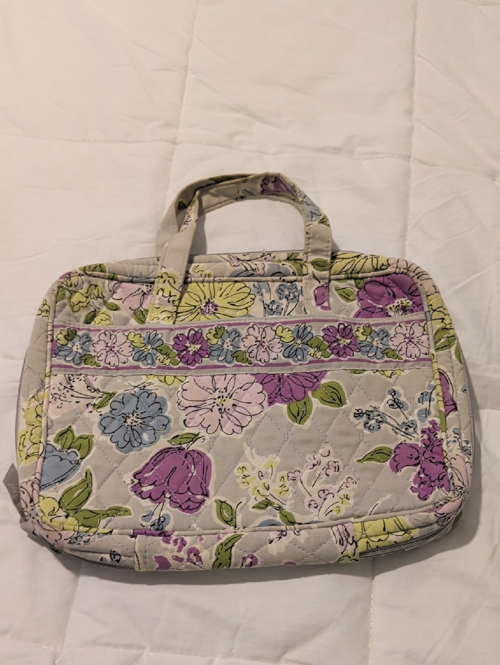 Quilted Floral Carry-All Bag in Lavender and Green